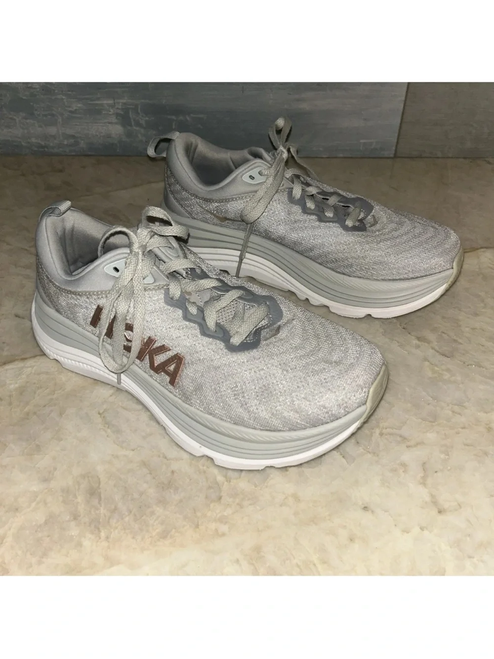 Hoka Women's Gaviota 5 harbor mist /Rose Knit Athletic Sneakers 9.5